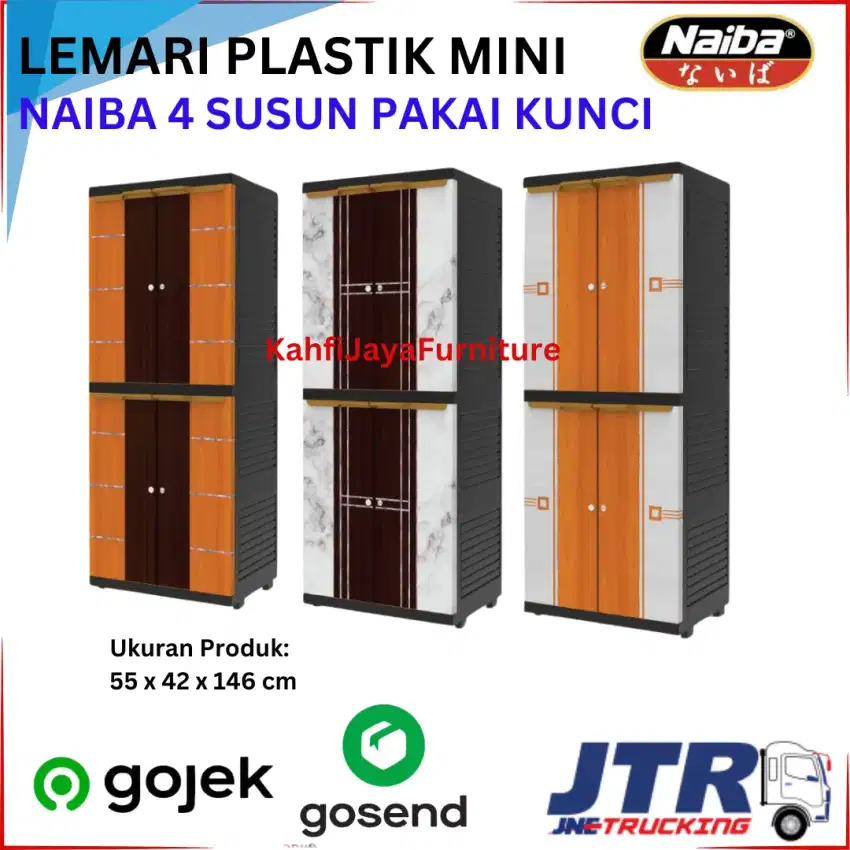 Lemari Plastik Naiba Mini 4 Susun Pakai Kunci Anti Rayap Anti Air