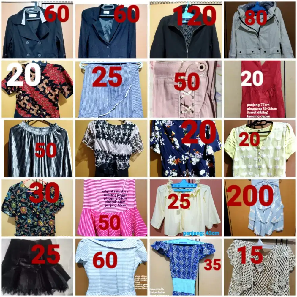 Dress kemeja jaket rok wanita dll kondisi bagus