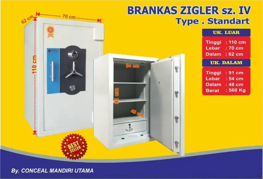 Lemari besi Brankas zigler tinggi 50cm SNI Kantor Pemerintah & Swasta