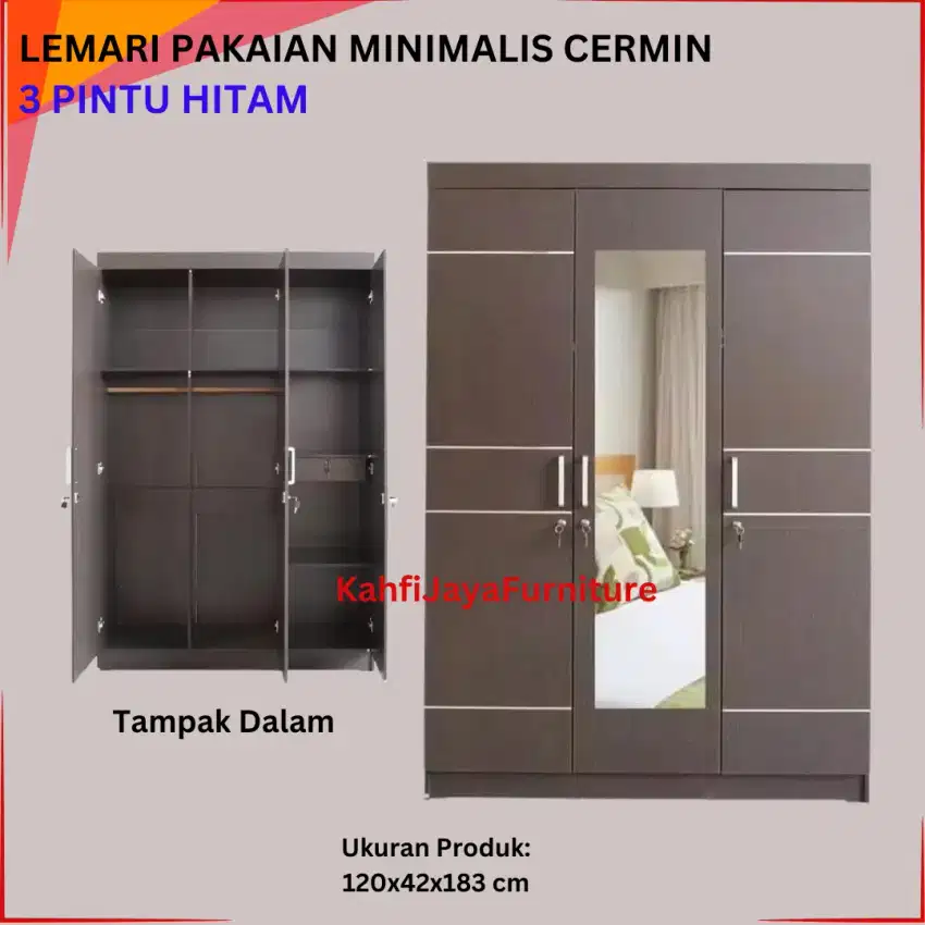 Lemari Pakaian Murah 3 Pintu Minimalis Bayar di Tempat Ready Stock