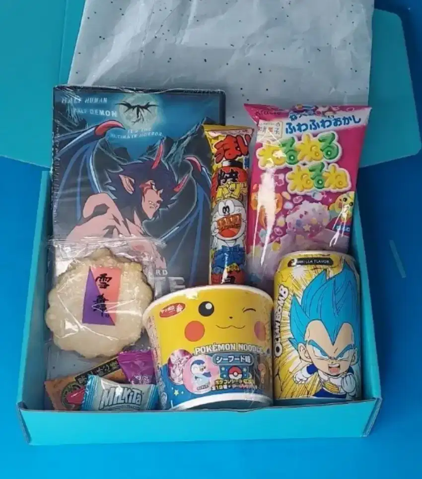 snack anime gundam, final fantasy, dragon ball, naruto, pokemon