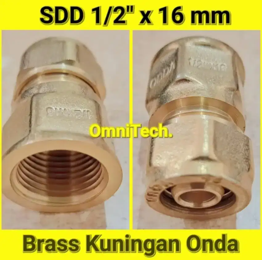 SDD Sok Sock Drat Dalam Lurus Air Panas Kuningan 1/2 x 16 mm Onda