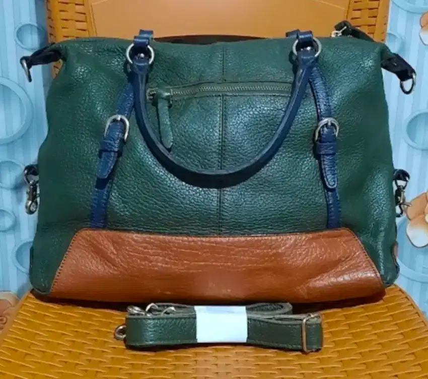 Tas kulit asli model two tone