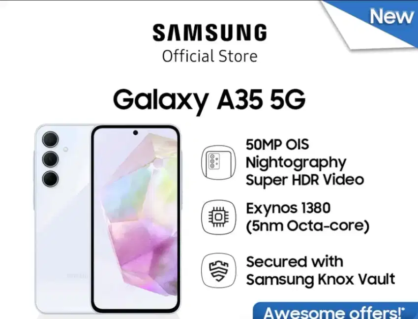 Samsung Galaxy A35 5g  RAM 16GB(8+8)/128GB (Garansi Resmi 1 Tahun)