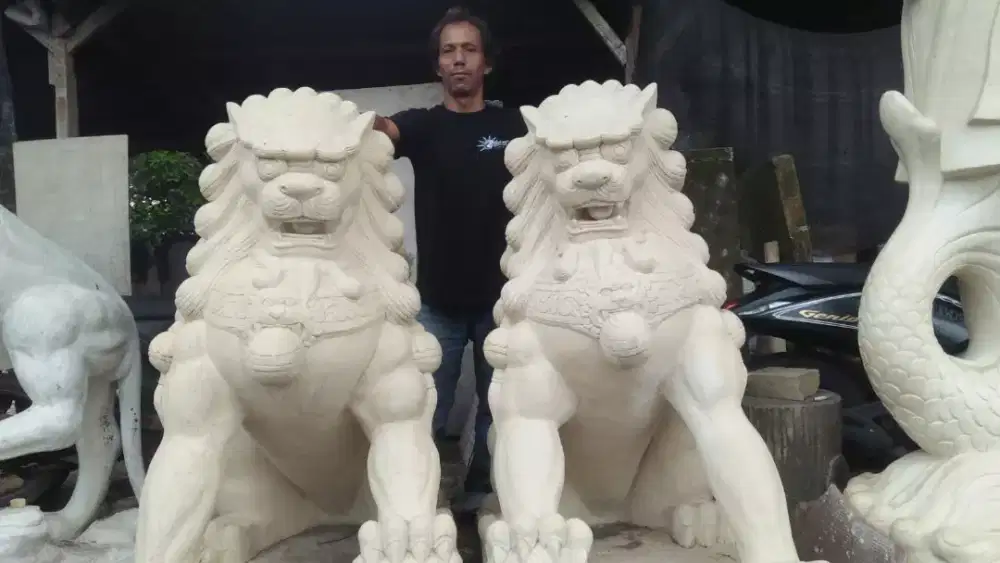 Patung batu alam singa kilin kyalitas terbaik