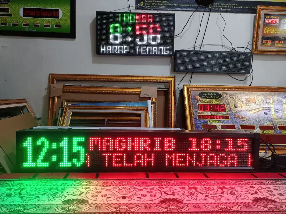 Jam Digital Masjid Jadwal Sholat LED Otomatis ukuran 20x164cm