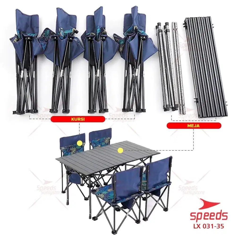 Meja Kursi lipat SPEEDS set piknik Outdoor Portable
