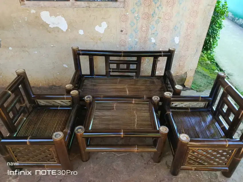 Jual Kursi dr bambu bale dr bambu hitam asli