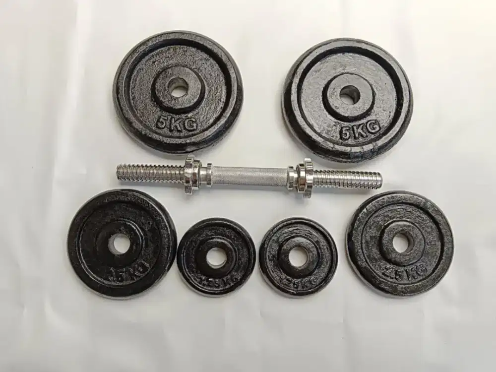 Barbel Set 20 kg, bongkar pasang, Dumbell Set 20 kg, Alat Fitnes