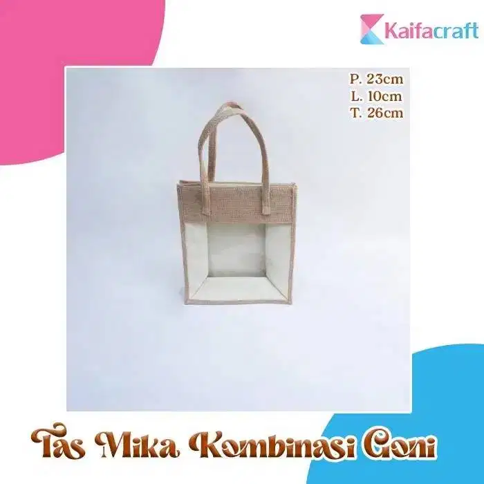 Tas Hampers/Souvenir Model Handbag Lapis Kain Goni Kombinasi Mika