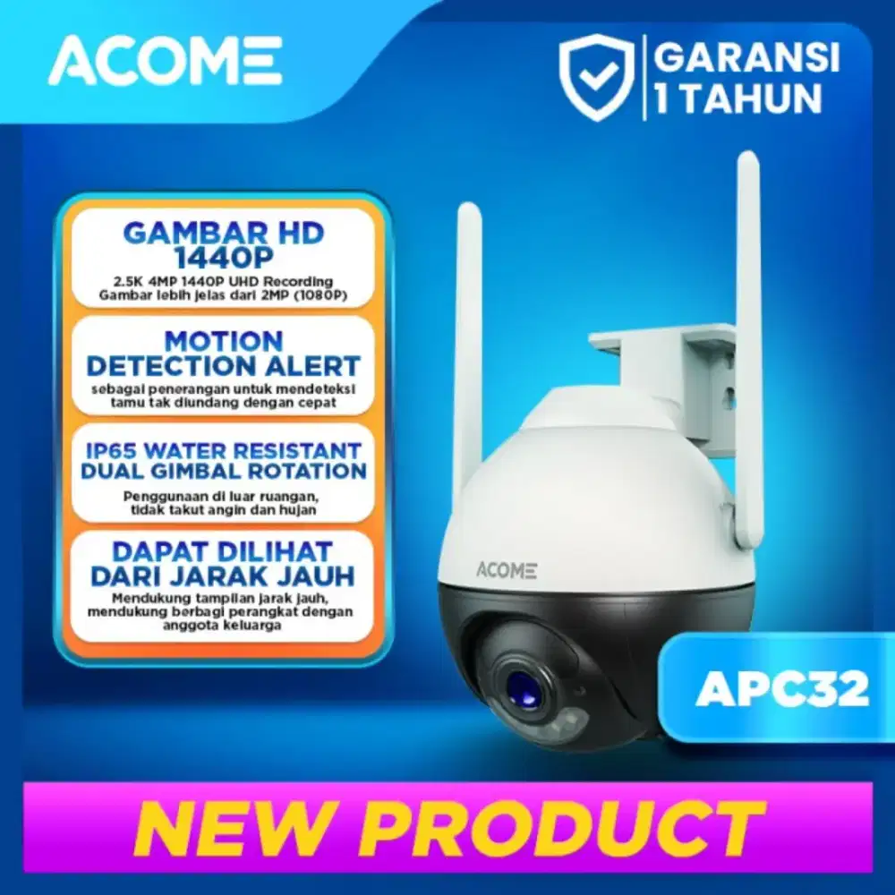 Acome CCTV WiFi Outdoor Night Vision Color Smart IP Camera 1440P