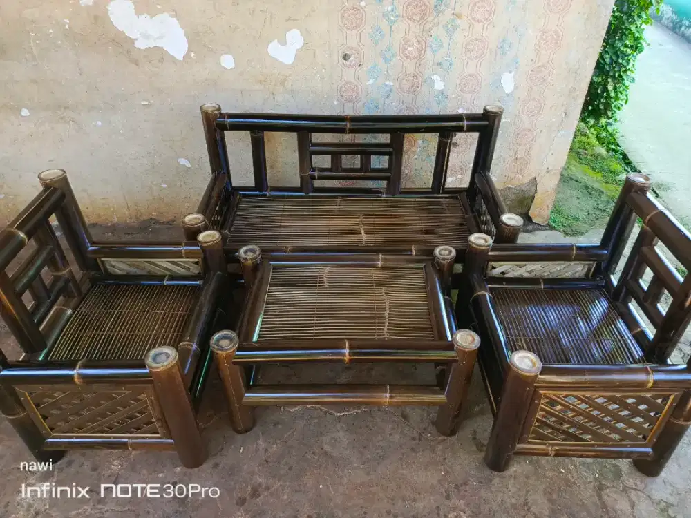 Jual kursi dan bale dr bambu hitam asli cod bayar di tempat