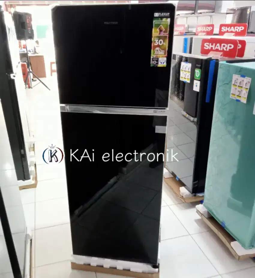 PROMO KULKAS POLYTRON BARU HITAM KACA PRW29MOB GARANSI 10 TAHUN