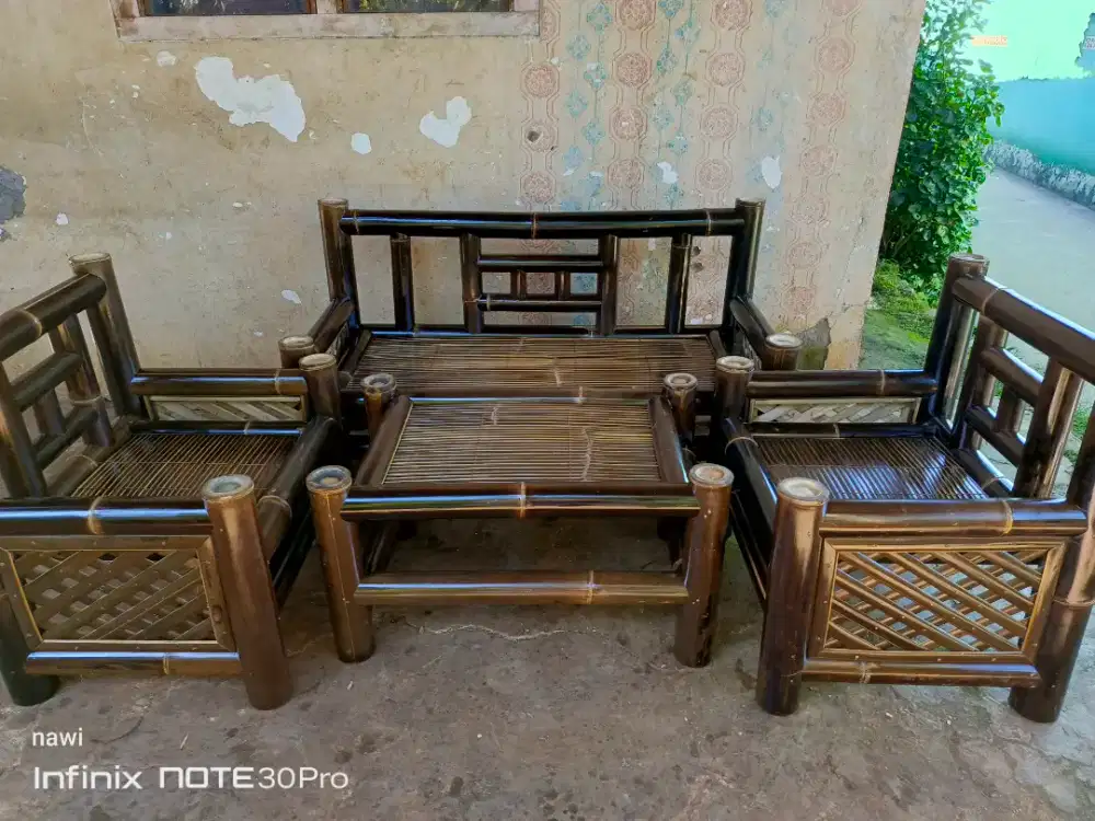 Jual kursi dan bale dr bambu hitam asli