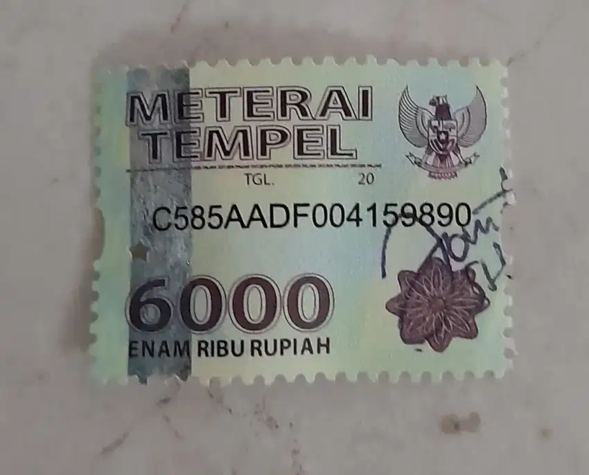 Materai, meterai, benda pos perangko 6000 Bekas