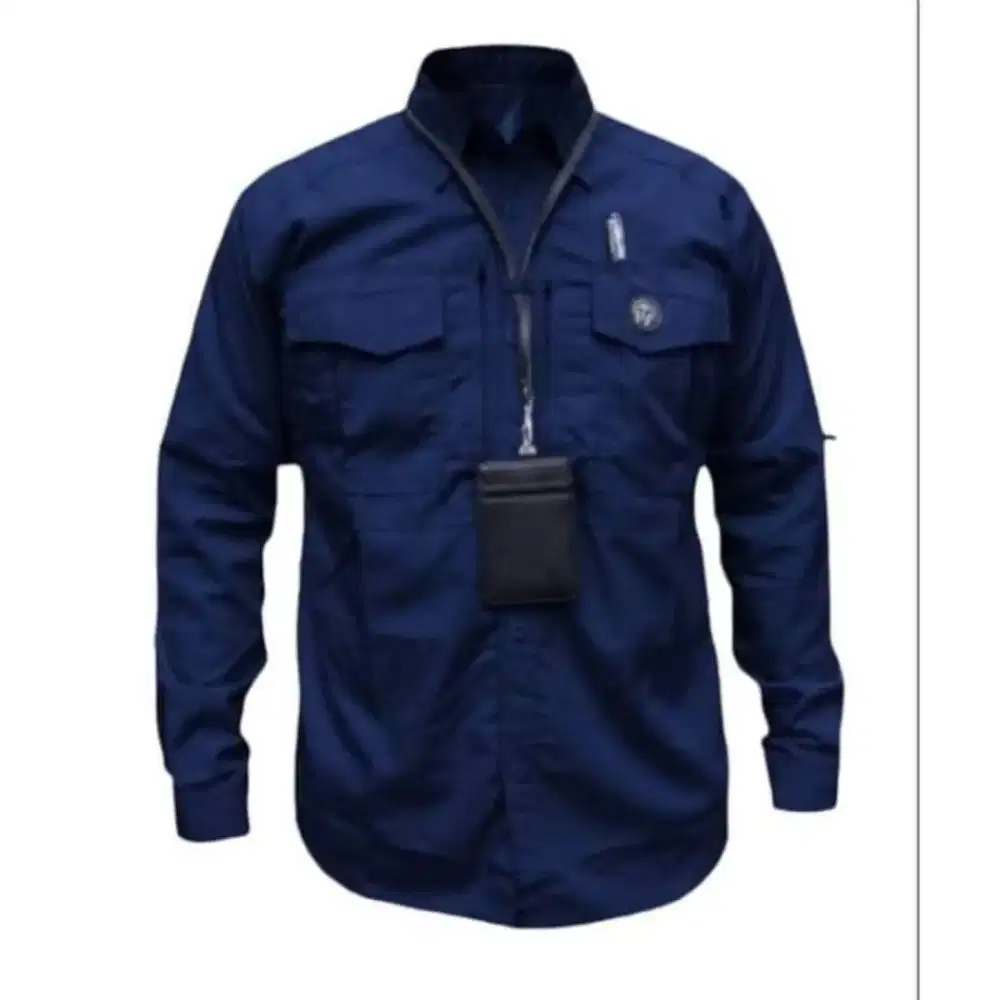 Baju M-teck biru Nevi lengan panjang