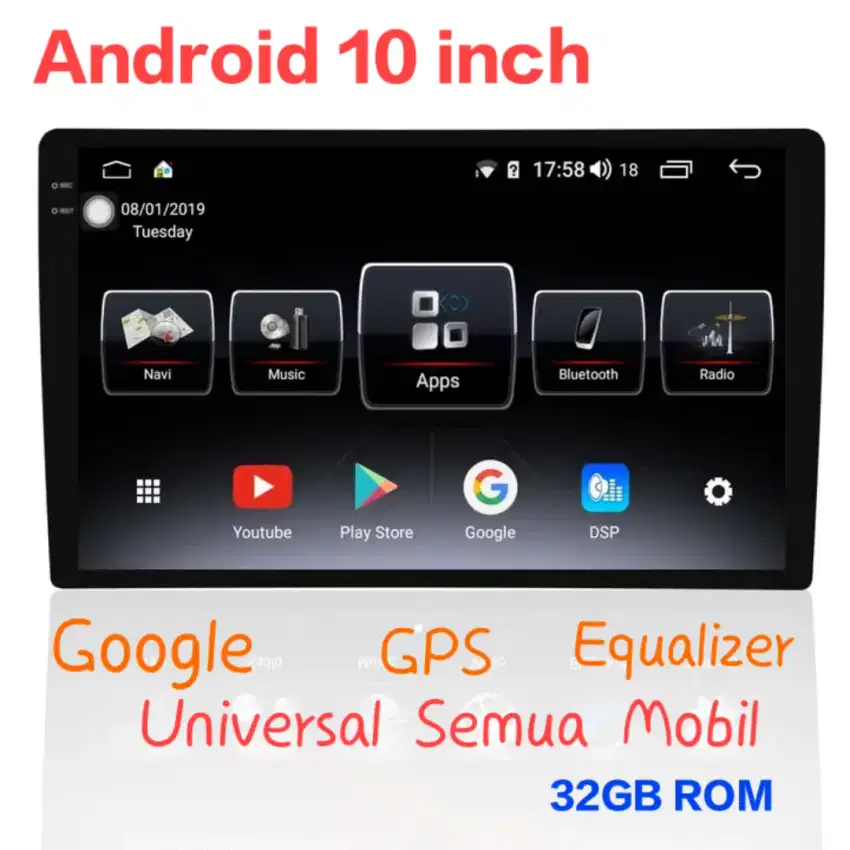 Tape mobil headunit android layar 10 inch IPS bluetooth wifi