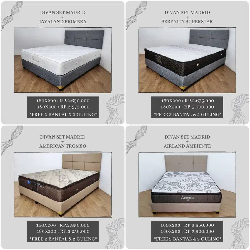 1 Set Lengkap Kasur Spring Bed + Divan Sandaran Cash & Credit | VENIA