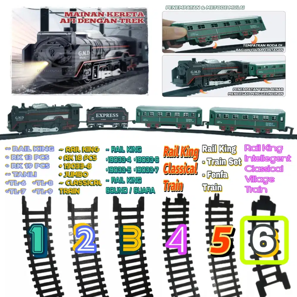 Rel Lengkung Belok Kereta Rail King Intelligen Classical Village Train
