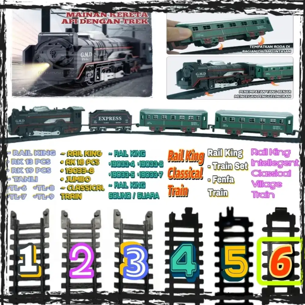 Rel LURUS Mainan Kereta Rail King Intelligent Classical Village Train