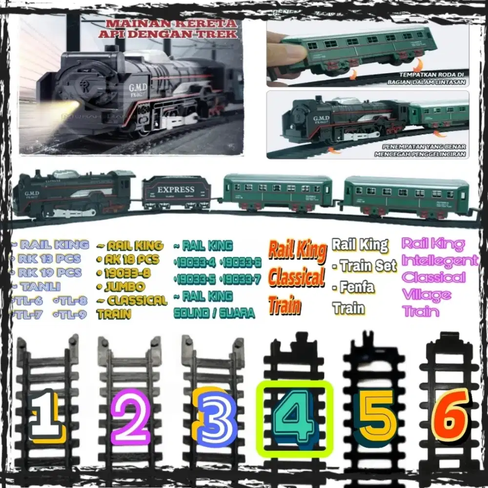 Rel LURUS Klasik Classical Train Rail King Kereta Anak RailKing Figure
