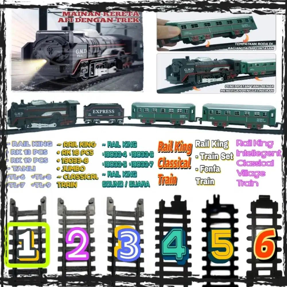 Rel LURUS Rail King 19033 Mainan Kereta RailKing 19 Pcs TANLI Train 87