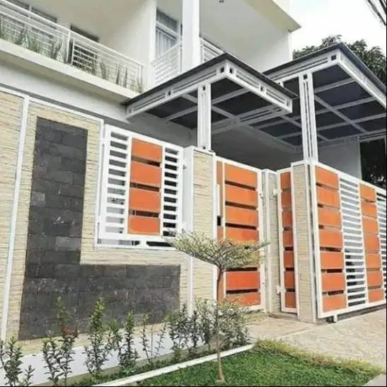 pagar minimalis kayu dan besi moderen berkualitas