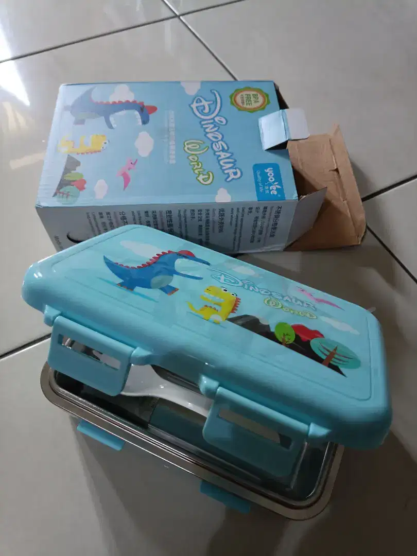 Lunch box kotak makan anak stainless 304 sekat, anti tumpah