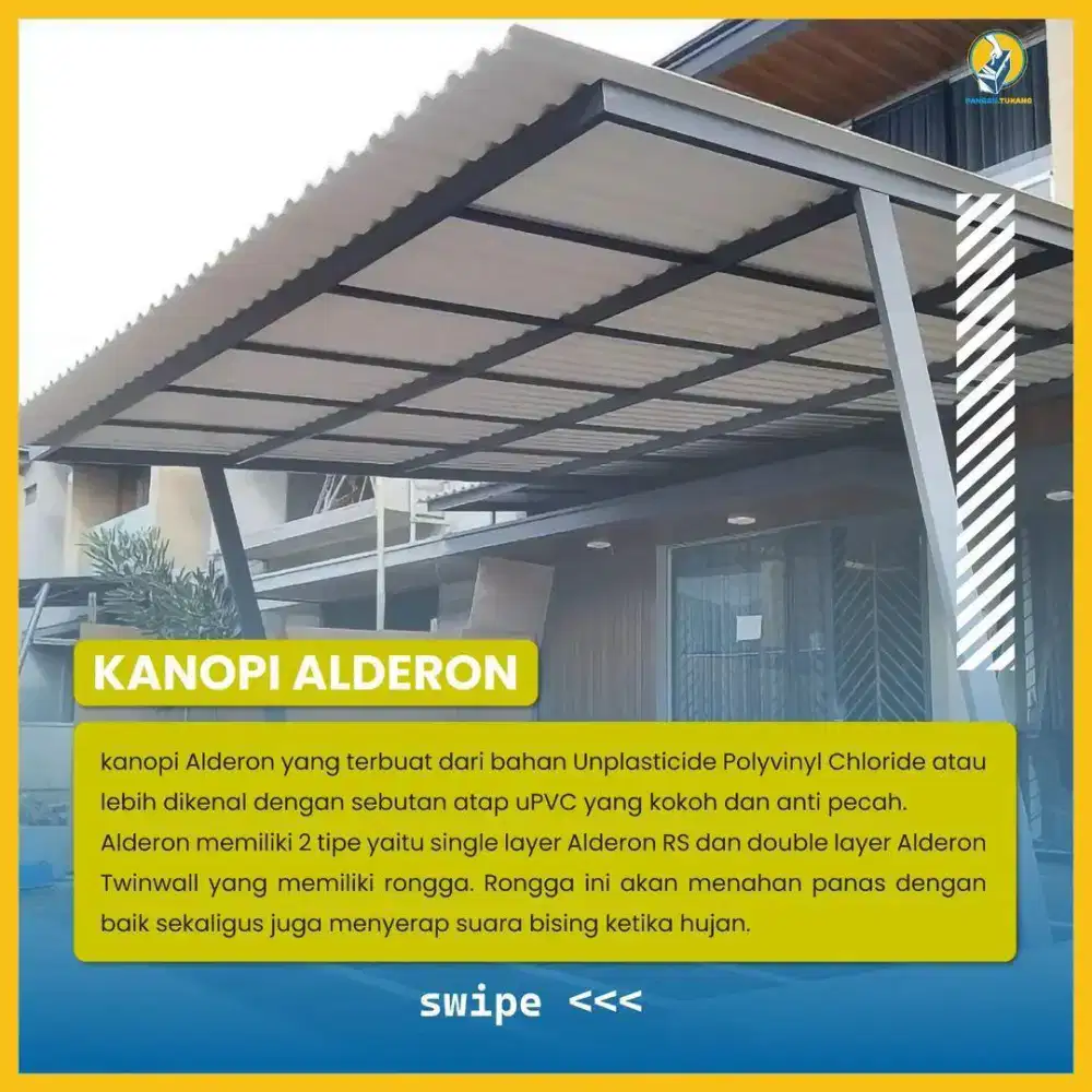 Alderon kanopi bergaransi 15 tahun tidak berisik saat hujan