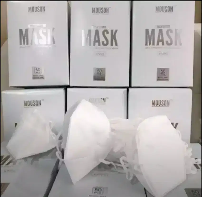 Masker kn95 mouson isi 50 pcs izin kemenkes warna putih original