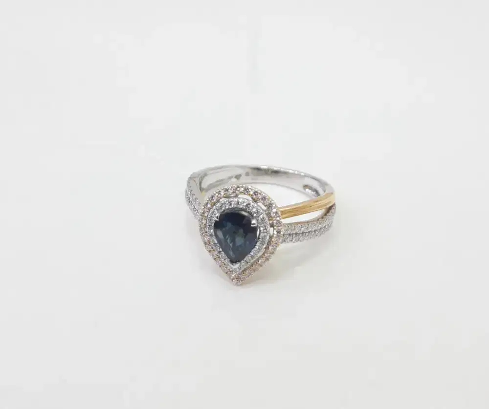 Cincin Natural Sapphire Emas Berlian Eropa