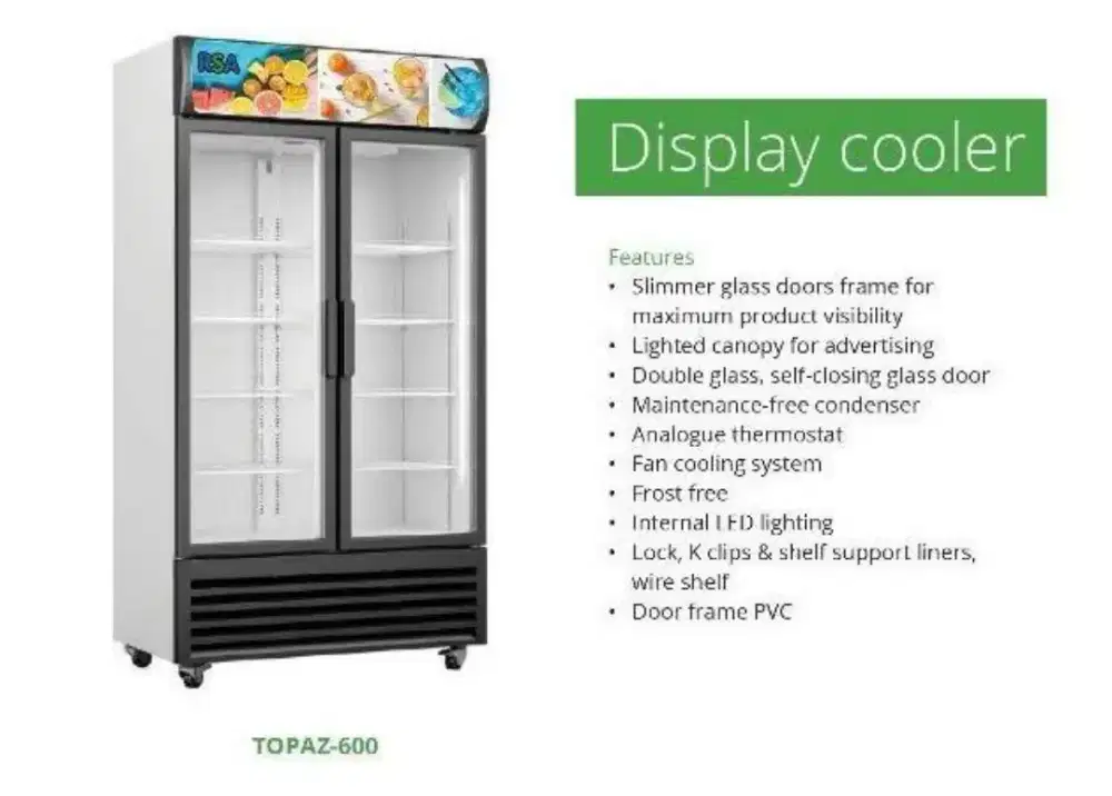 Showcase Display Cooler Lemari Pendingin Minuman Rsa Topaz 600