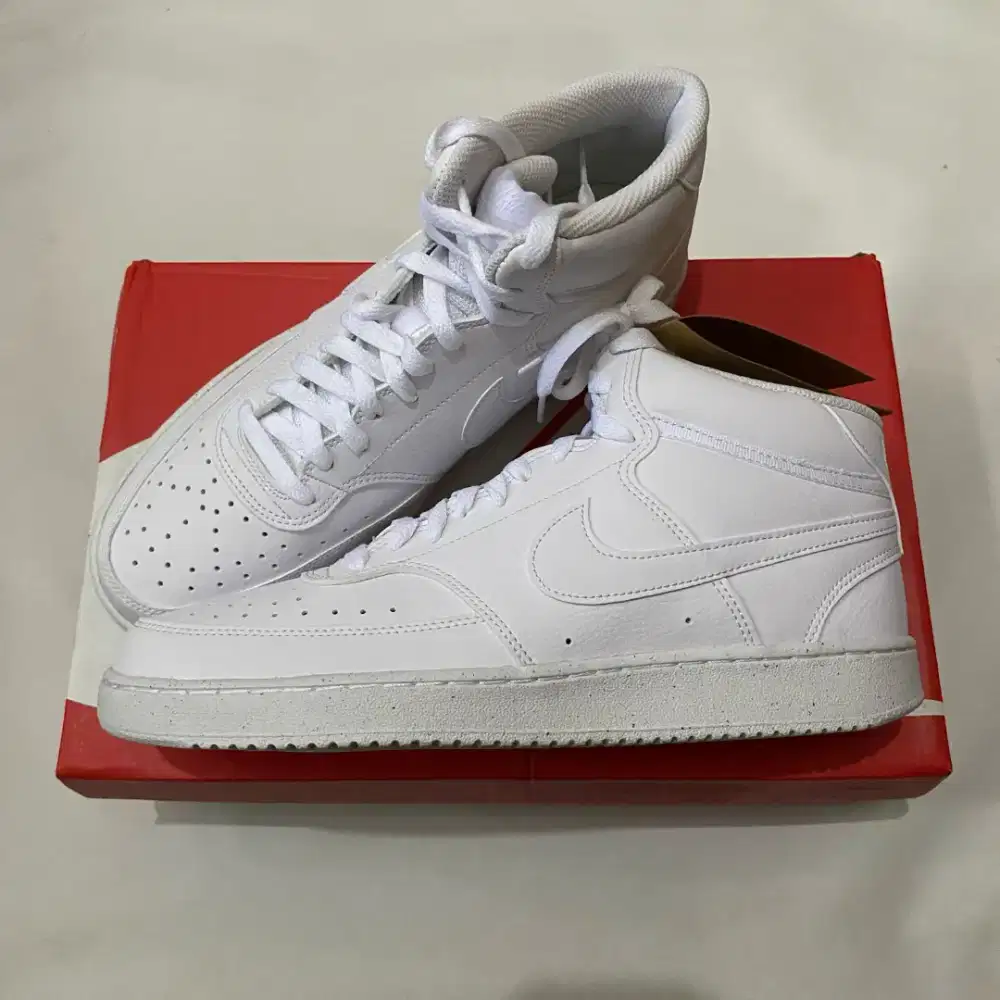 Original Sepatu Nike Court Vision Mid NN Putih Pria