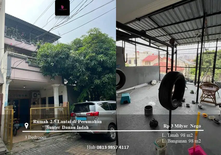 Dijual Rumah 2.5 lantai di Perumahan Sunter Danau Indah