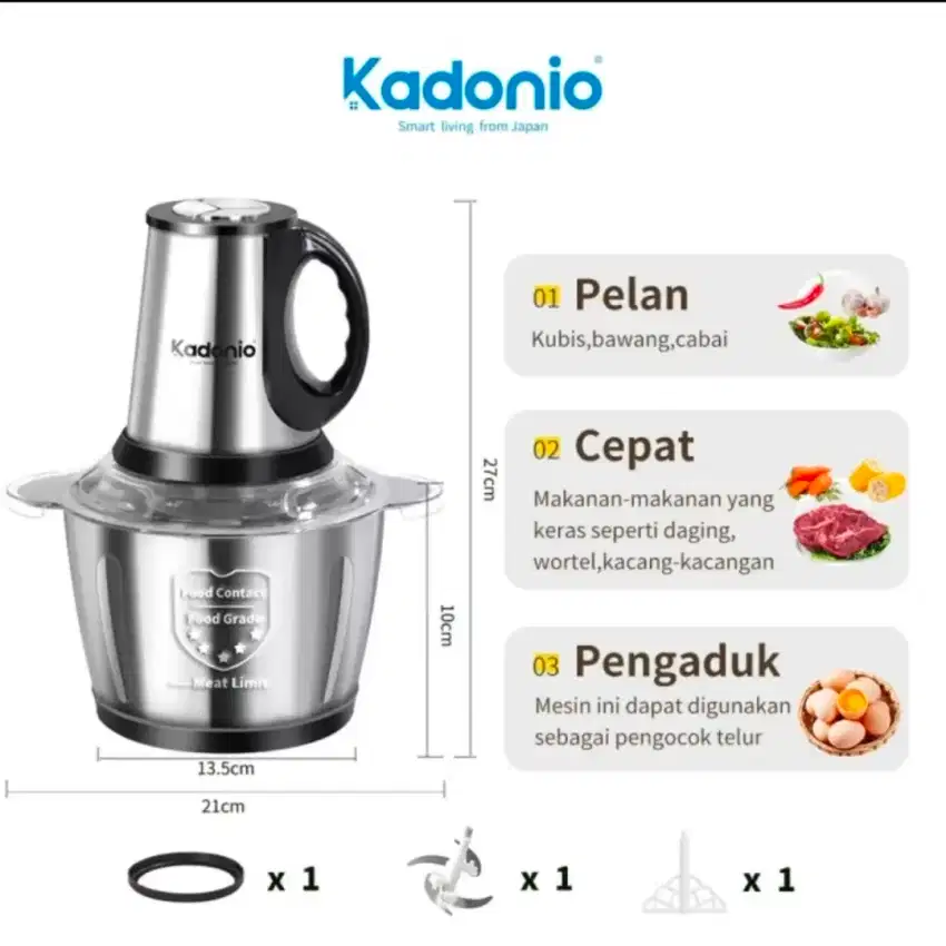 Blender daging chopper 2 L , ada 3 kecepatan.