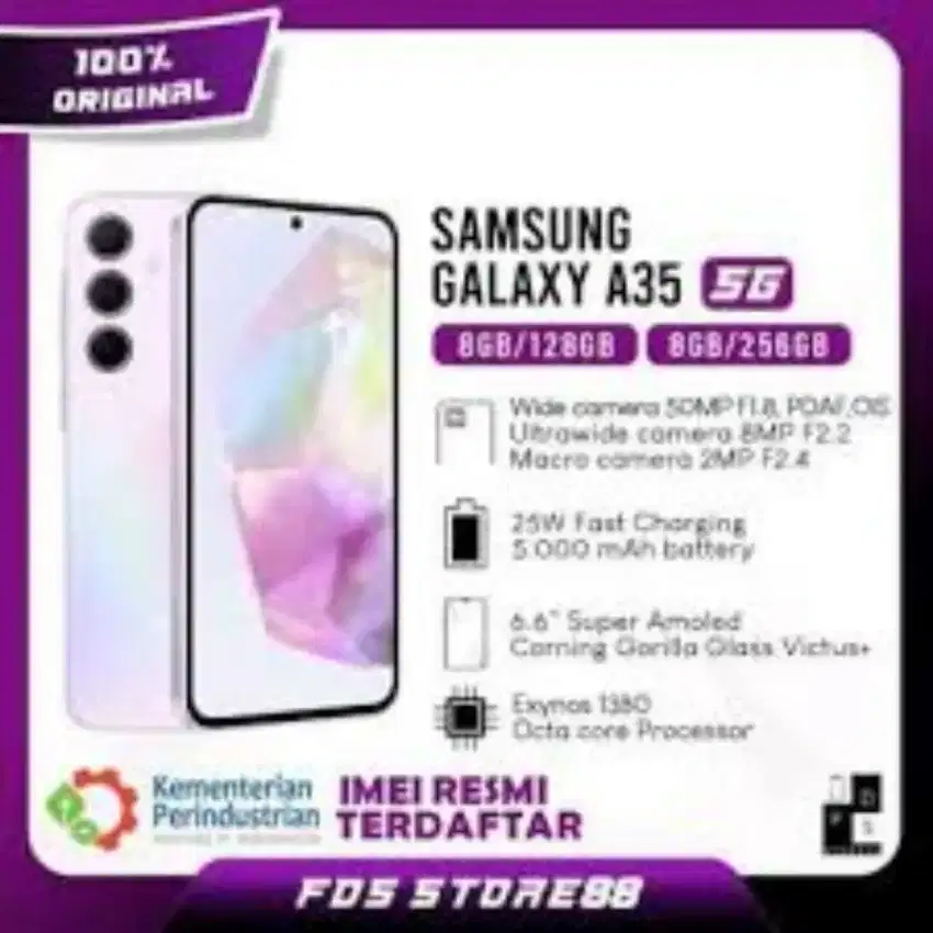 SAMSUNG GALAXY A35 RAM 8+8/256GB GARANSI RESMI SAMSUNG 12 BULAN