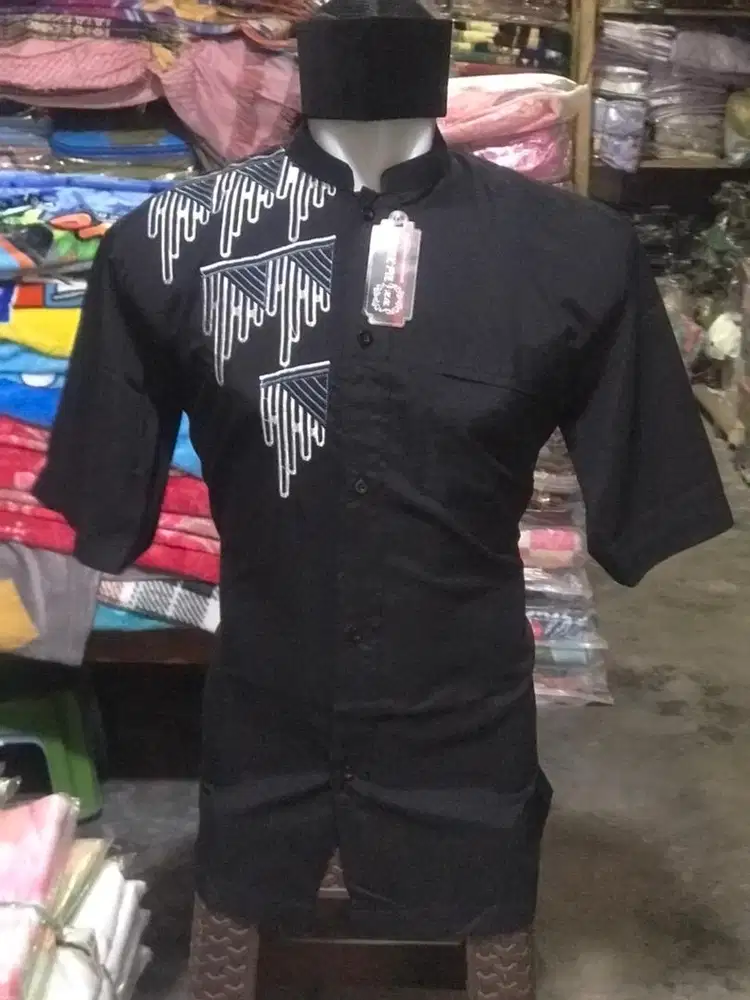 Baju koko dewasa warna hitam lengan pendek seri 08