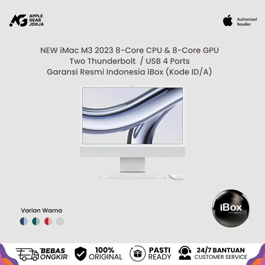 (iBox) New iMac M3 2023 8-Core CPU 8-Core GPU 8/256GB Resmi Indonesia