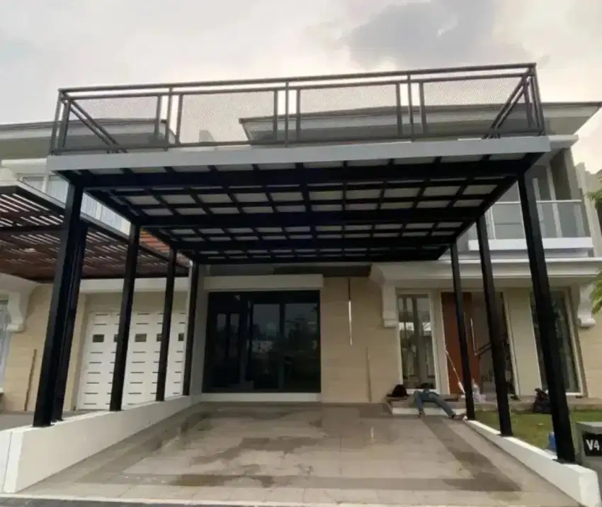 Kanopi balkon mezzanine reling kaca railing balkon stenlis alderon dll