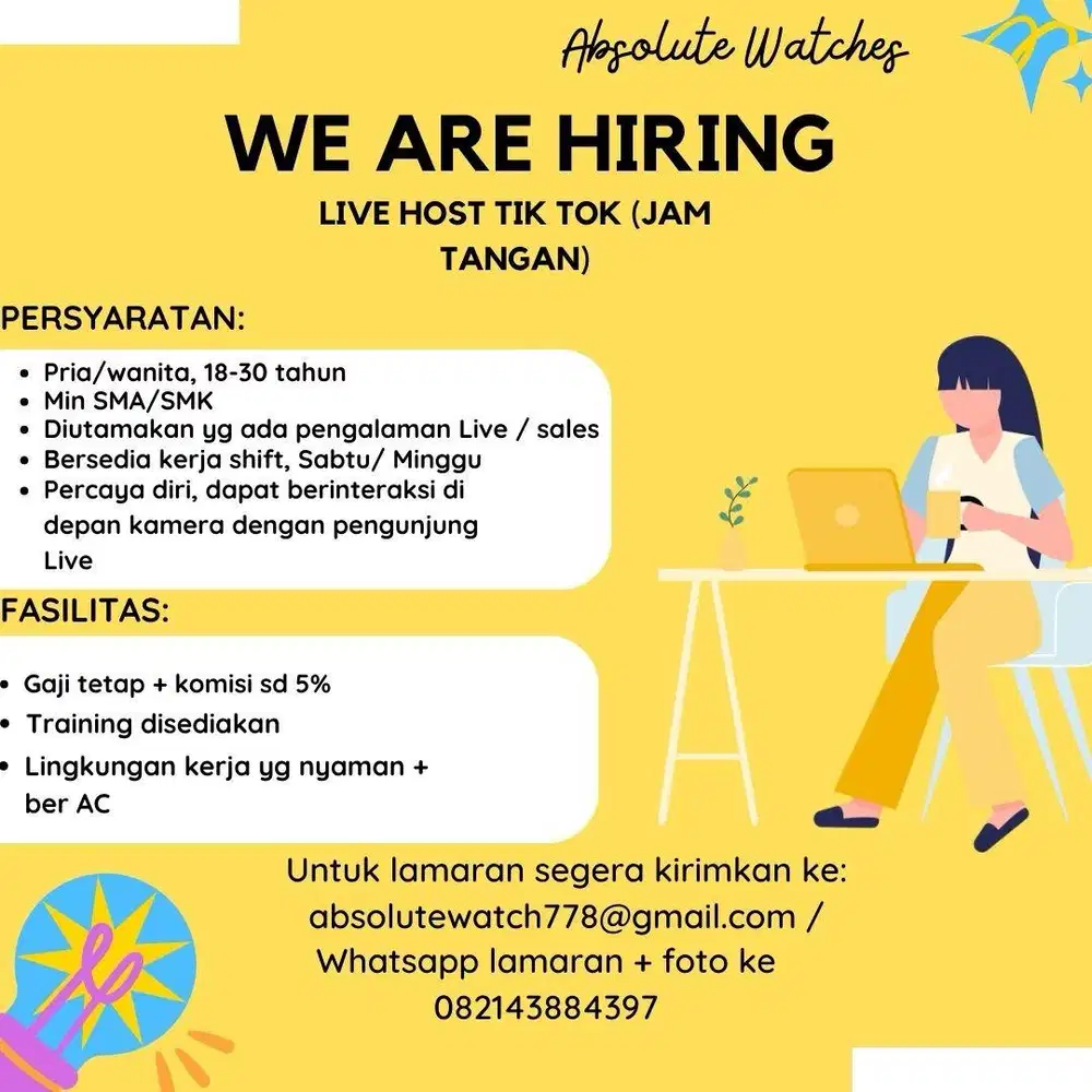 Live Host Tik Tok ( Jam Tangan) - Lowongan - 918645237