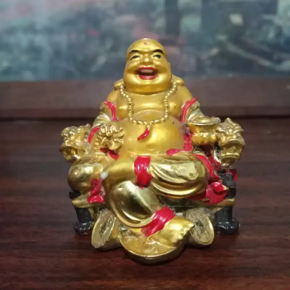 Patung antik budha tertawa julaihut koleksi oriental klasik lawas rare