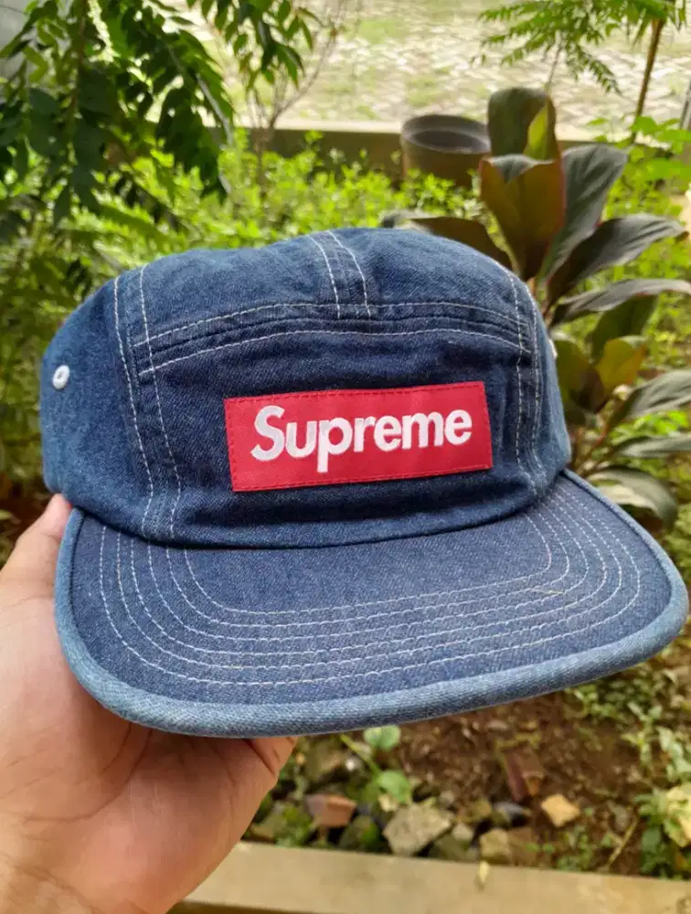 Snapback supreme washed denim chino twill camp cap