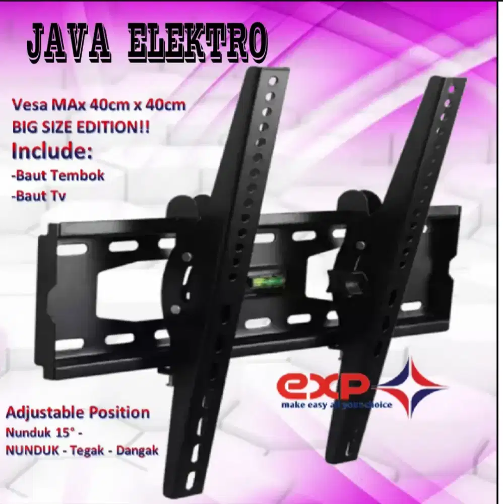 BRACKET PLUS PASANG 40 s/d 55 BISA DI STEL NUNDUK ATAS BAWAH