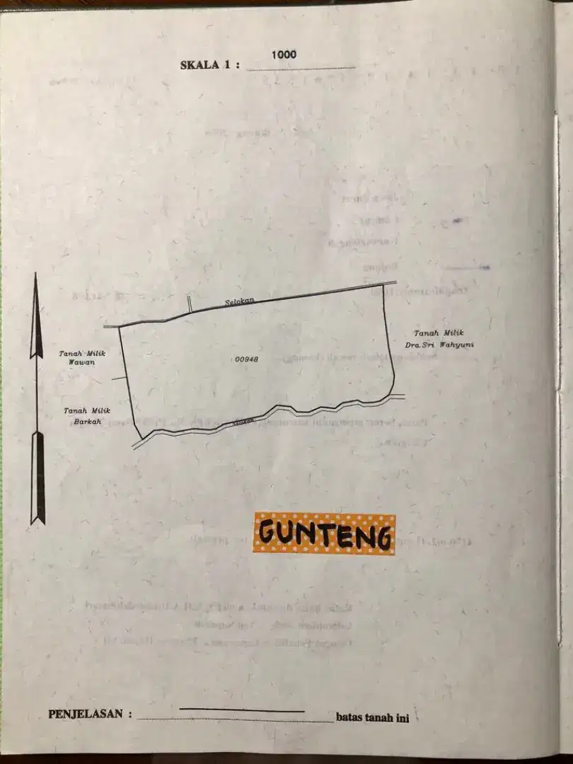 DIJUAL TANAH 4170 m2 SHM Gunteng Regency Cianjur Cocok Perumahan