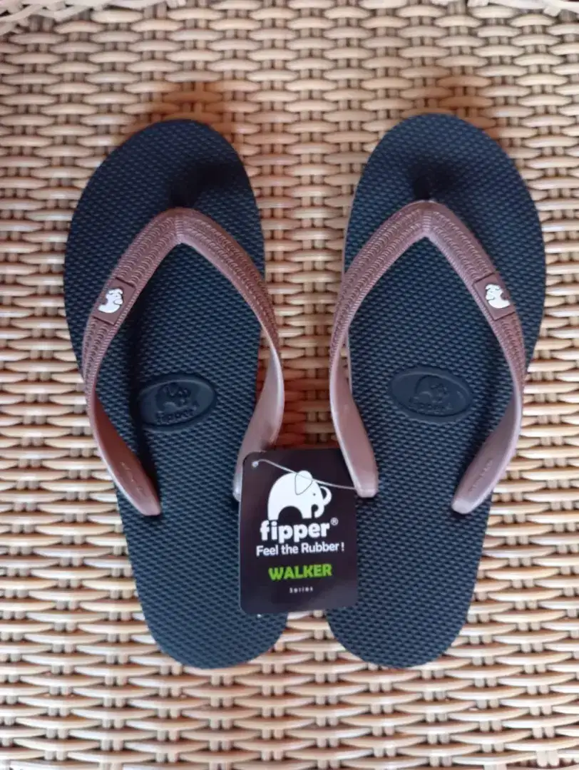 Sandal Jepit Pria Fipper Walker Black / Brown Havana