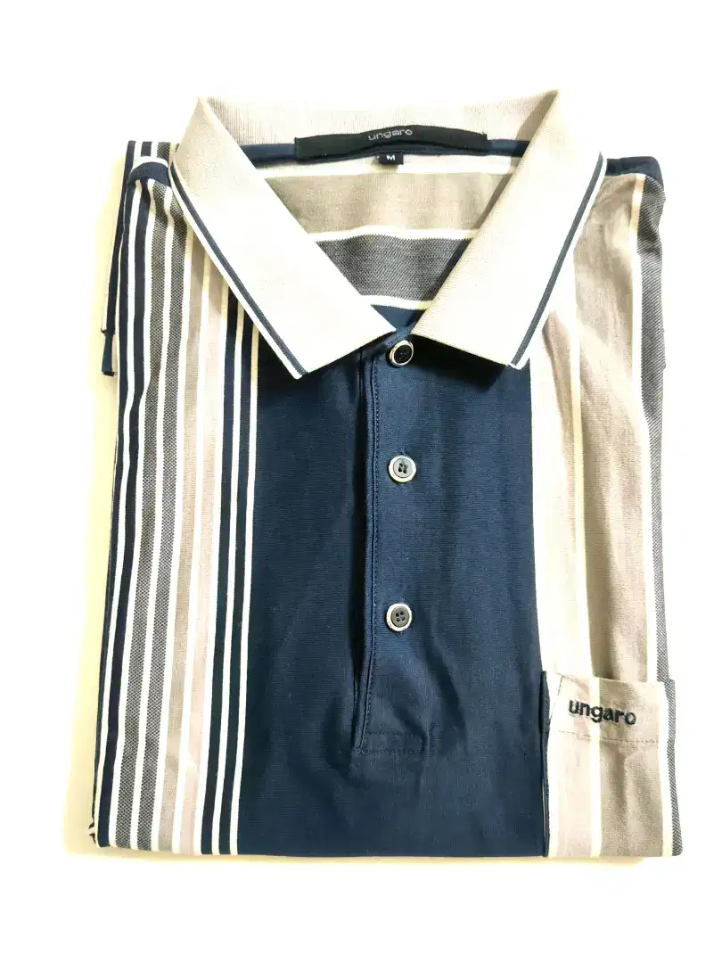 Atasan kaos pria Ungaro polo shirt striped original