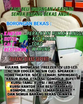 DIBELI TINGGI BARKAS KULKAS FREEZER MESIN CUCI AC TV SOFA SPRINGBED