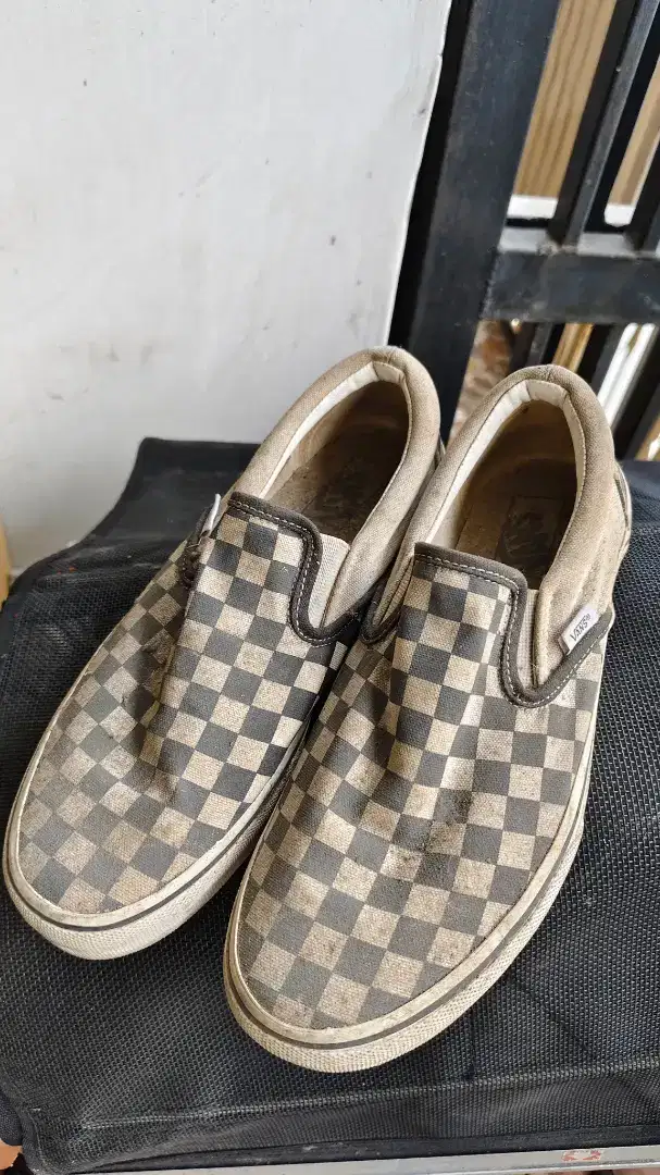 Sepatu Vans Slip On Pria Checkerboard Cakep Keren uk 42 Murah Original