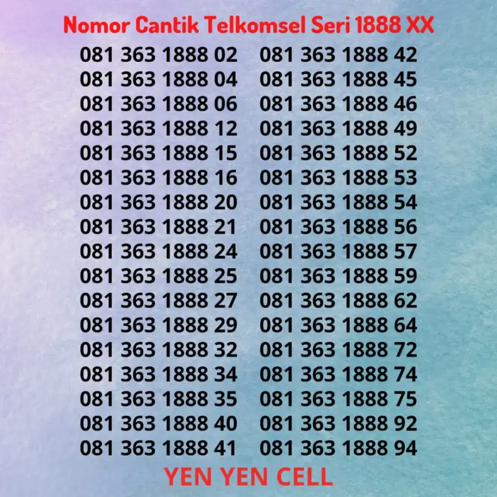 Nomor Cantik Kartu Perdana Simpati Telkomsel Seri Triple 8 / 888 Murah