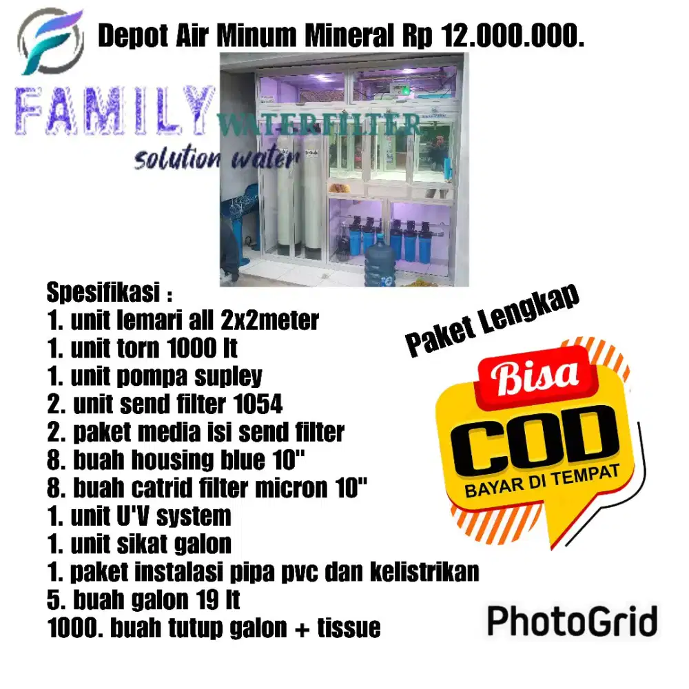 Depot air minum isi ulang lengkap